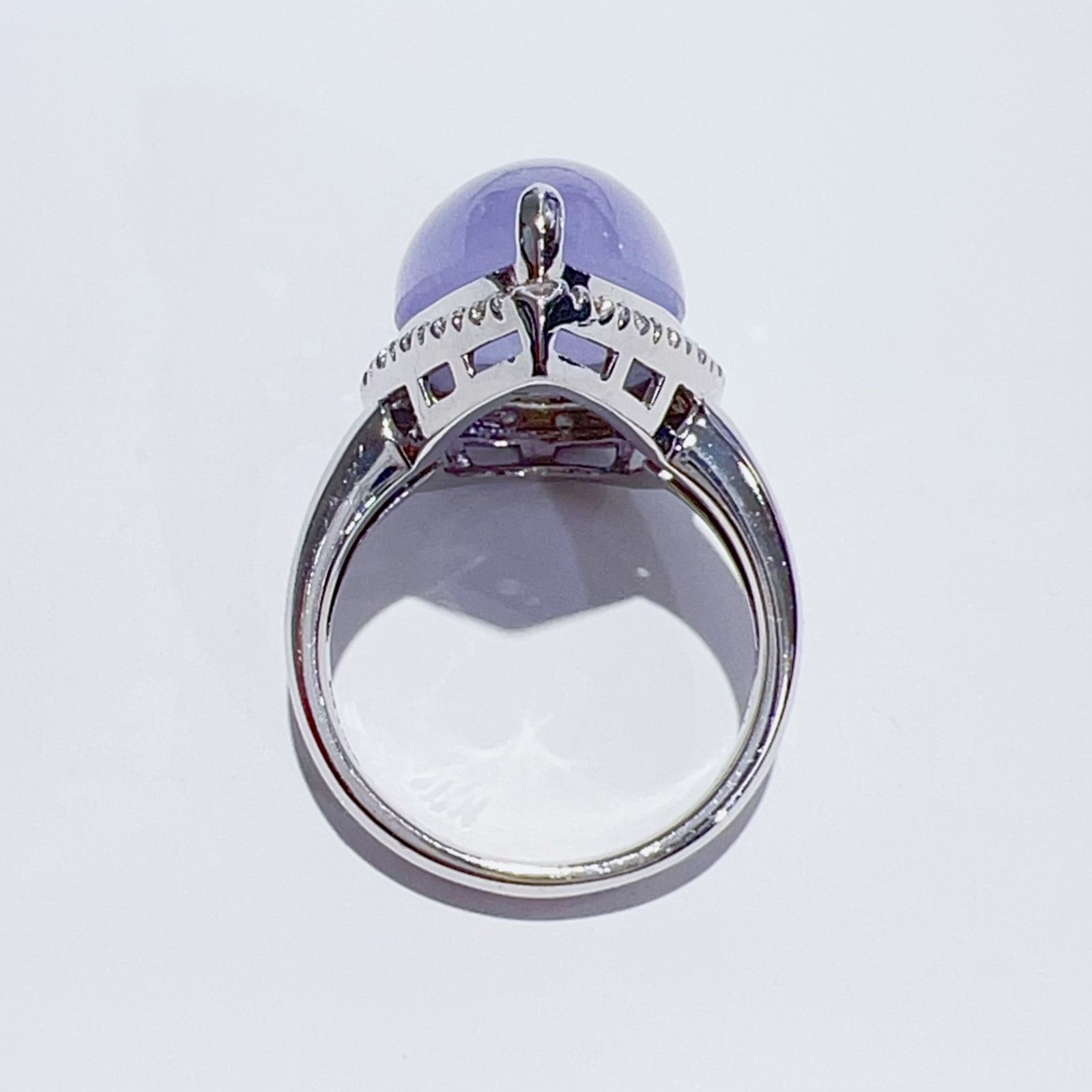 K14WG 天然 翡翠 ラベンダージェイダイト ダイヤ リング 12号 J12.05ct