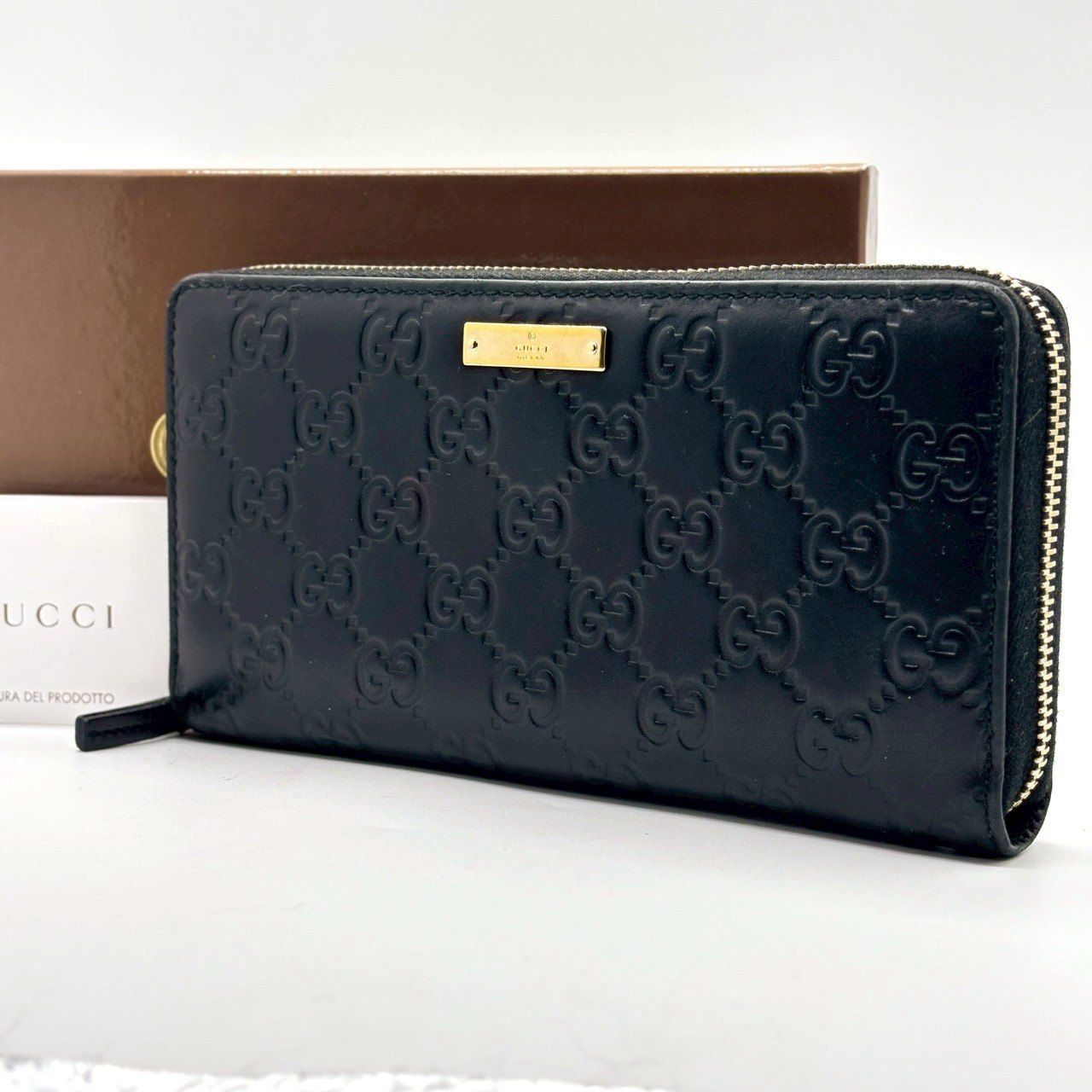 GUCCI GG柄 ブラックレザー 長財布 ゴールド金具 GUCCI GG柄 ブラックレザー 長財布 ゴールド金具 GUCCI グッチ