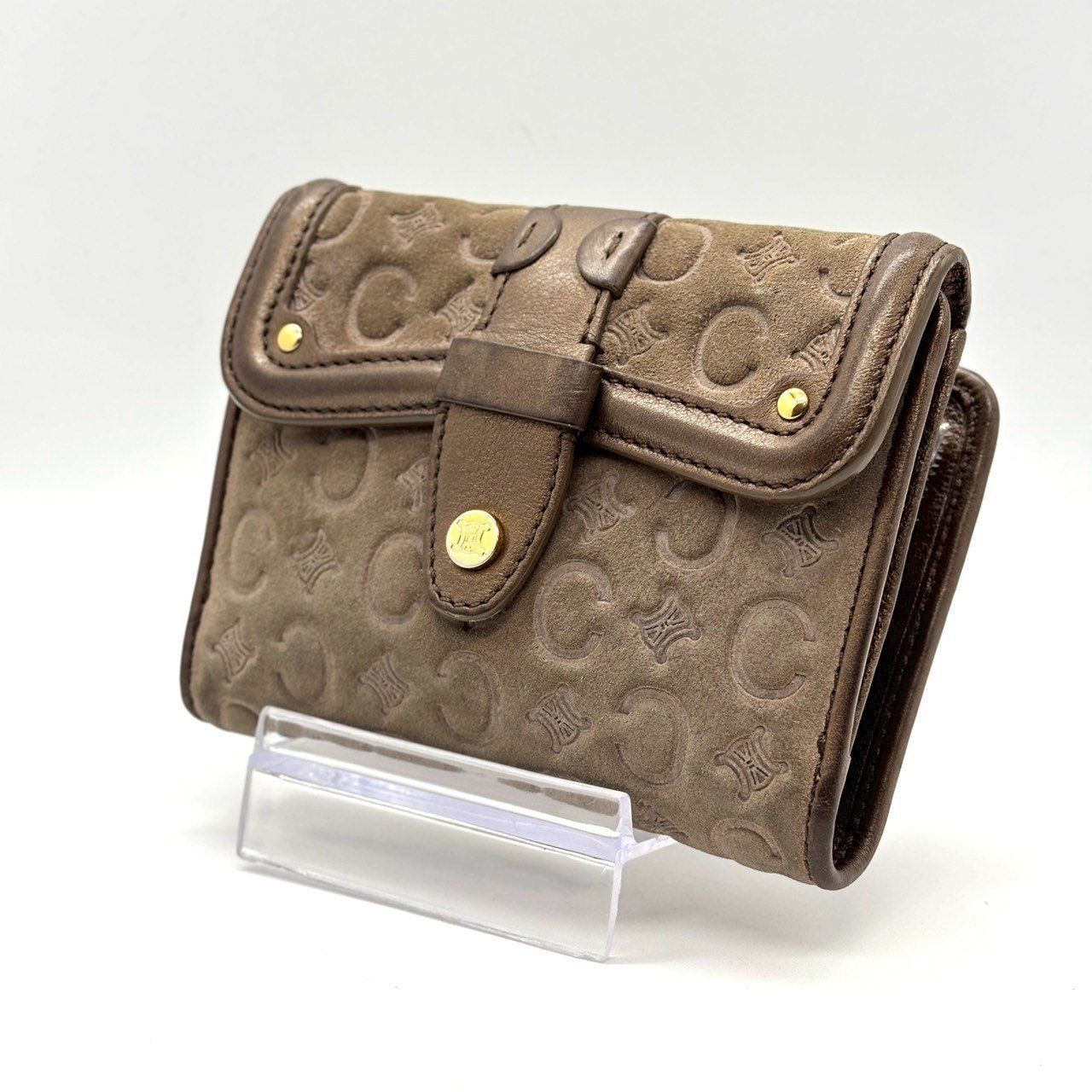 静かに艶めく上質感】 CELINE セリーヌ 二つ折り財布 Cマカダム