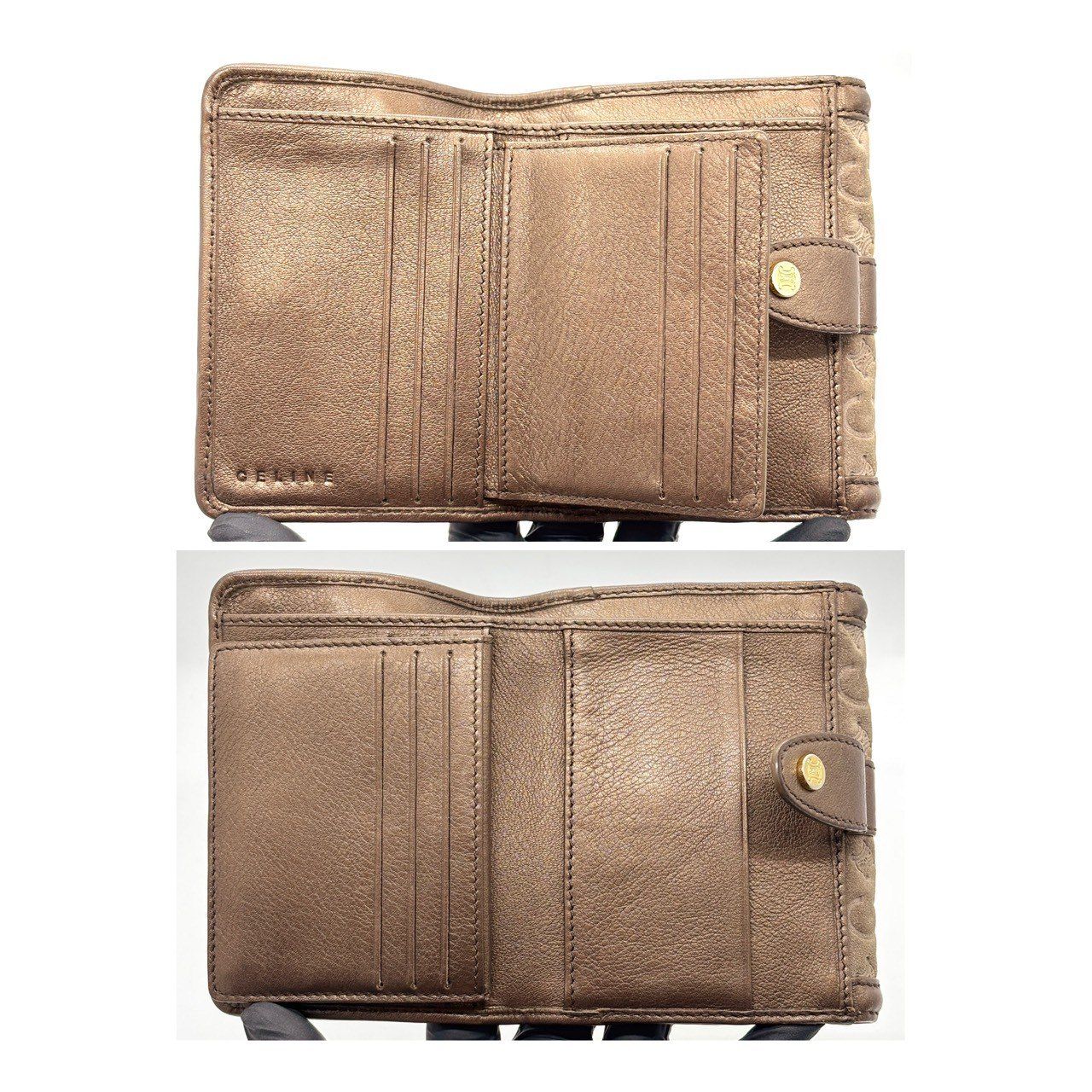 静かに艶めく上質感】 CELINE セリーヌ 二つ折り財布 Cマカダム