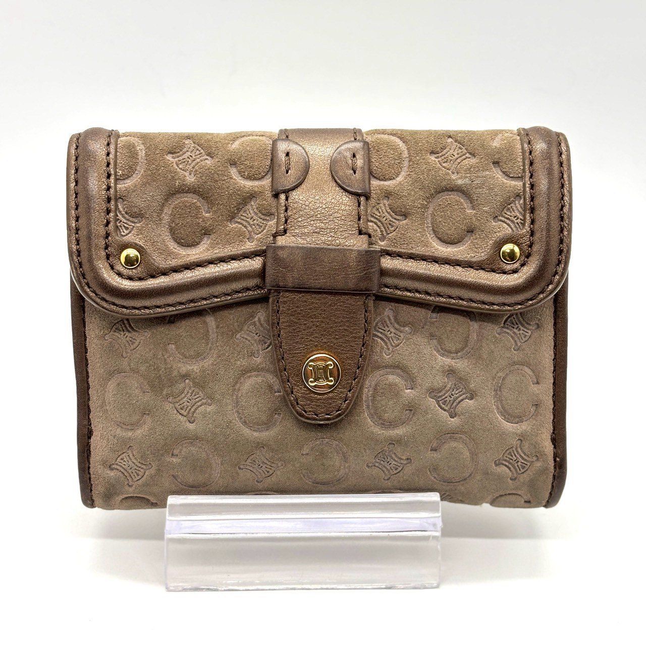 静かに艶めく上質感】 CELINE セリーヌ 二つ折り財布 Cマカダム