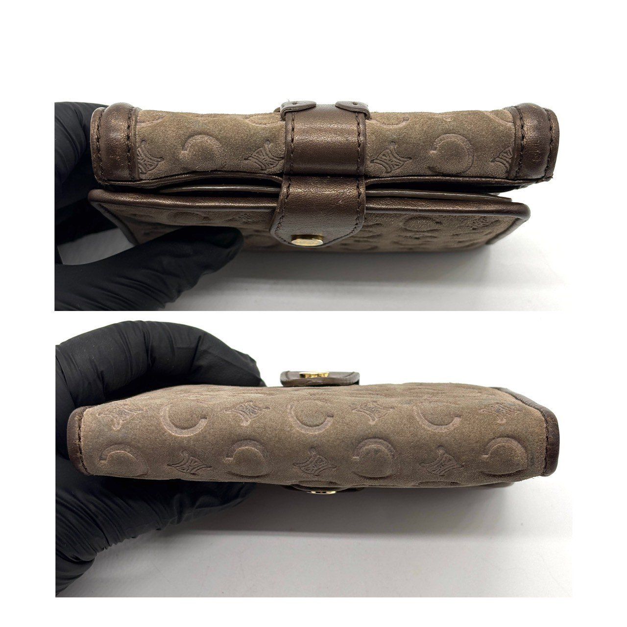 静かに艶めく上質感】 CELINE セリーヌ 二つ折り財布 Cマカダム