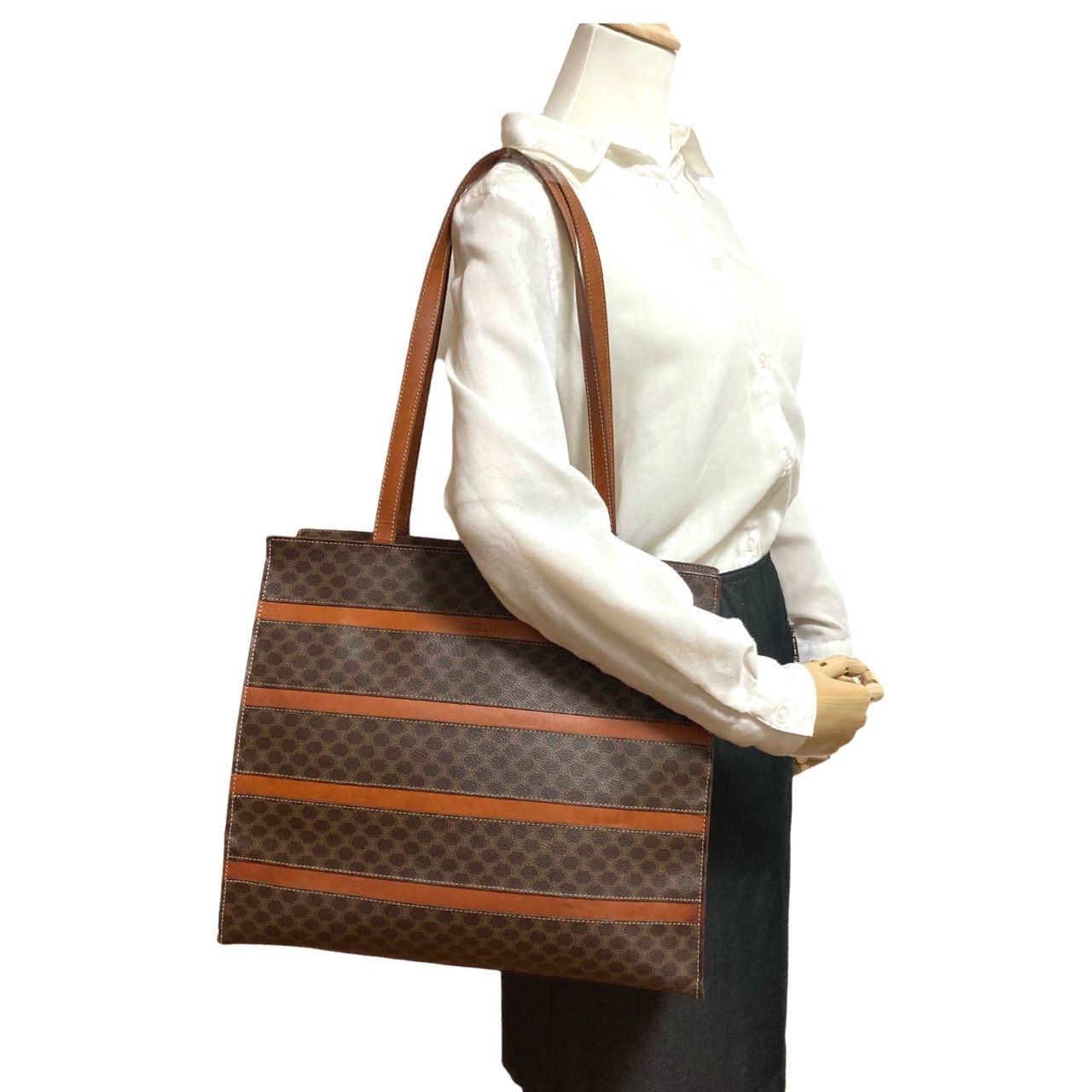 大容量✨【SELINE 】セリーヌ トートバッグ マカダム柄 A4サイズ収納