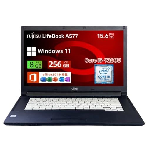 整備済み品 富士通 ノートパソコン LifeBook A 577 15.6型 第7世代CPU Core i 5-7200 U 2.5 GHz 8 GBメモリ SSD 256 GB DVDマルチドライブ Wi-Fi HDMI Windows 11＆Off e 1 d f 472