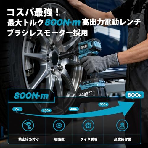  2025 SEESII 電動インパクトレンチ タイヤ交換 800 N m 強力 インパクトレンチ 電動ドリル 充電式ドライバーの3 in 1機能 ブラシレスモーター 小型 ハイパワー 自動停止モード 無段変速 正逆転両用 1 2インチ LED 457 bb 5 bf フライ返し ドリッパー その他 キッチン 食器