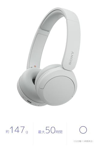  ソニー SONY ワイヤレスヘッドホン WH CH 520 Bluetooth対応 軽量設計 約147 g アプリ対応により好みの音質に できる イコライザー 設定対応 ホワイト W 小p ワイヤレスヘッドホン ヘッドホン