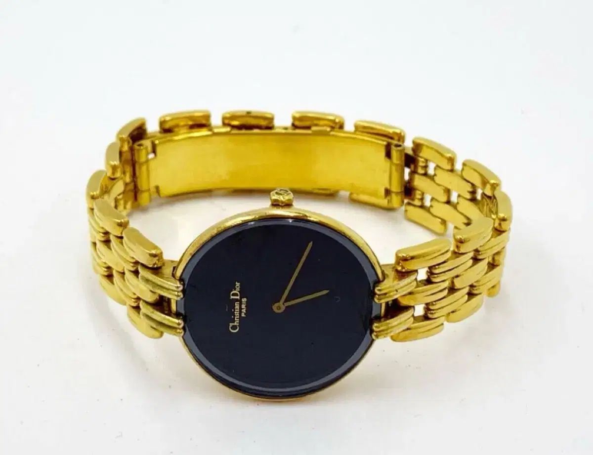 クリスチャン ディオール バキラ スモール クォーツ 옐로우 GOLD プレート ブラック ムーン 時計