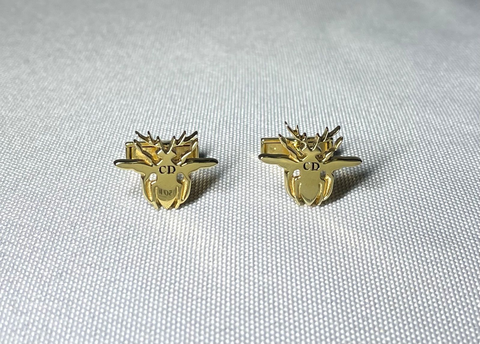 Dior Homme ディオールオム CDロゴ ゴールド-ブラック ビーデザイン スターリングシルバー AG 925カフス カフリンクス ボタン 蜂