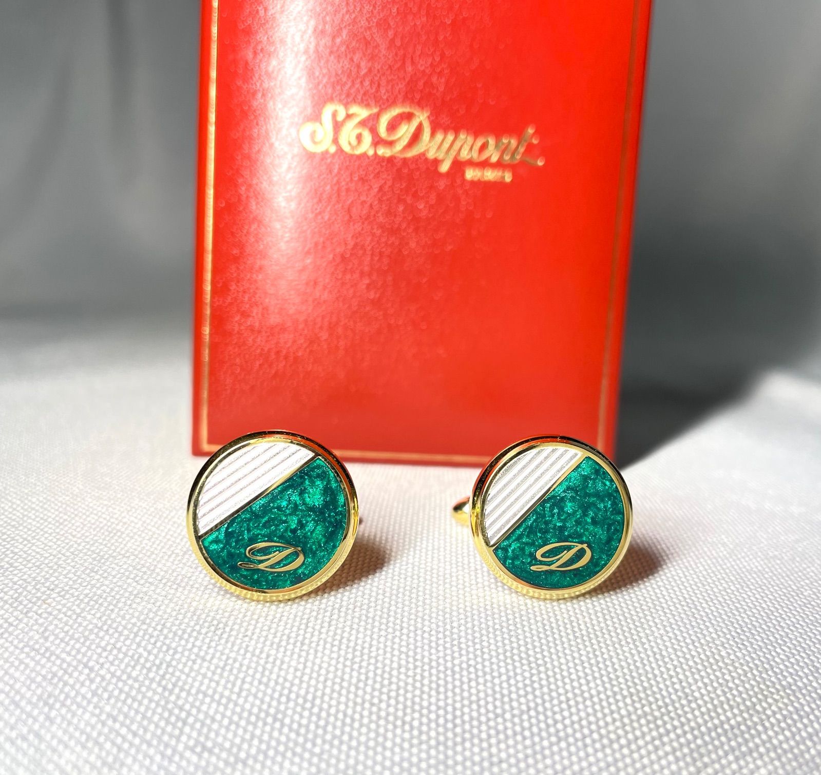 極美品】デュポン Dロゴ カフス ゴールド シルバー セット