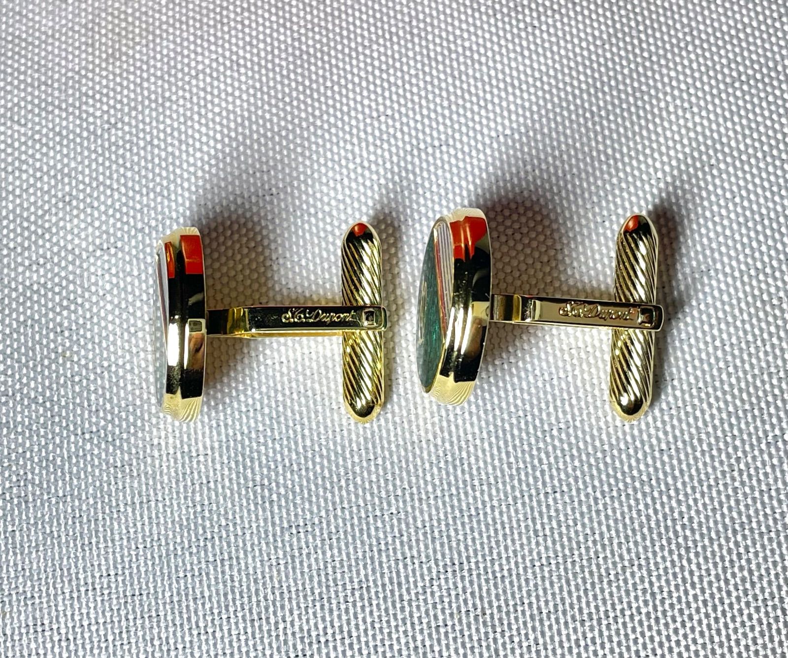 美品 希少 S.T.Dupont デュポン Dロゴ エメラルドグリーン&ゴールド