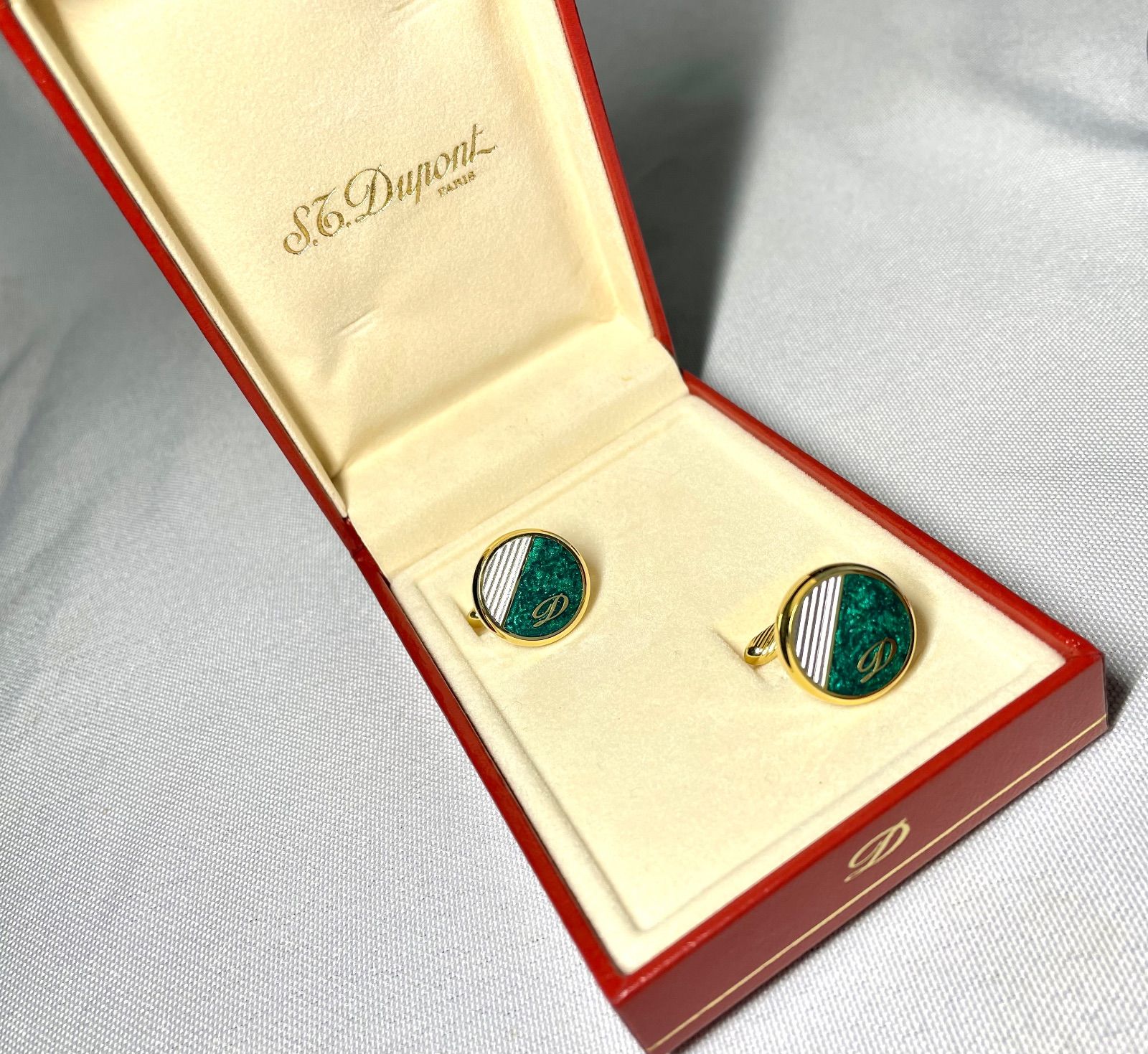 美品 希少 S.T.Dupont デュポン Dロゴ エメラルドグリーン&ゴールド