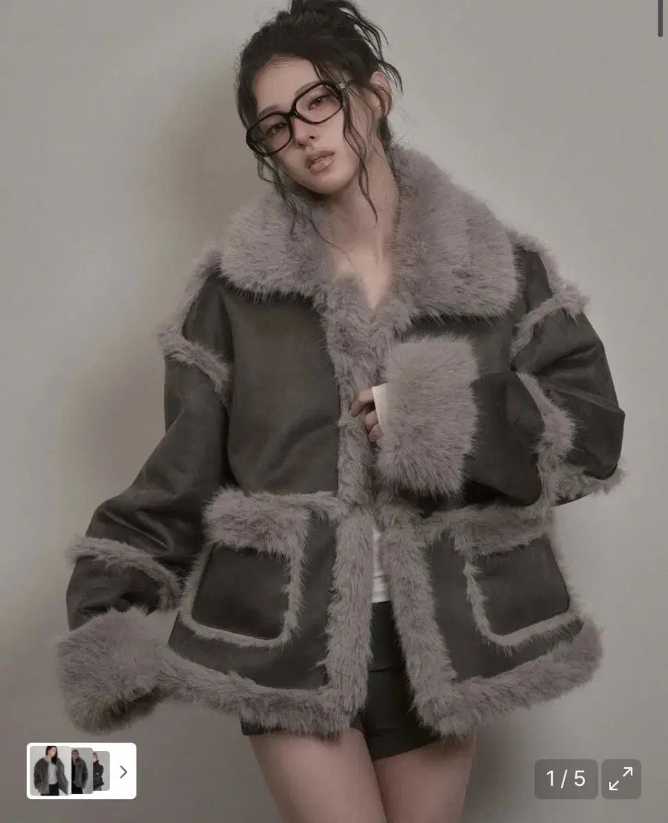 カーキポイント シアリング ムートン チャコール Shearing Fur Mustang