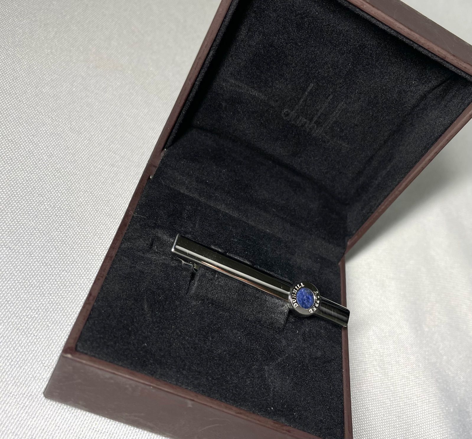 Alfred Dunhill アルフレッドダンヒル ロゴ ラピスラズリ装飾-スターリングシルバー SV 925ネクタイピン タイピン タイバー ケースあり