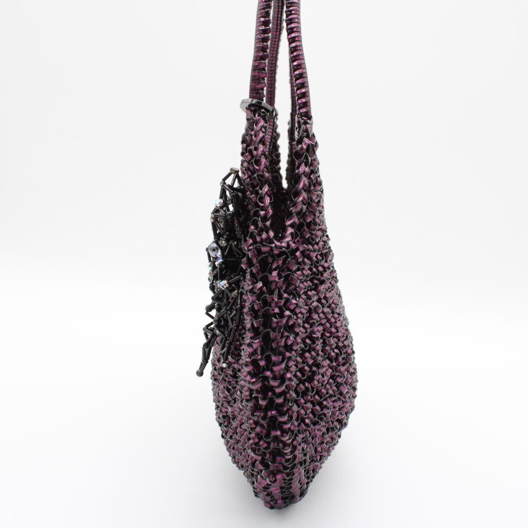 極美品】ANTEPRIMA ワイヤーバッグ ラインストーン ハンドバッグ 紫