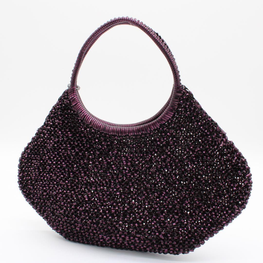 極美品】ANTEPRIMA ワイヤーバッグ ラインストーン ハンドバッグ 紫