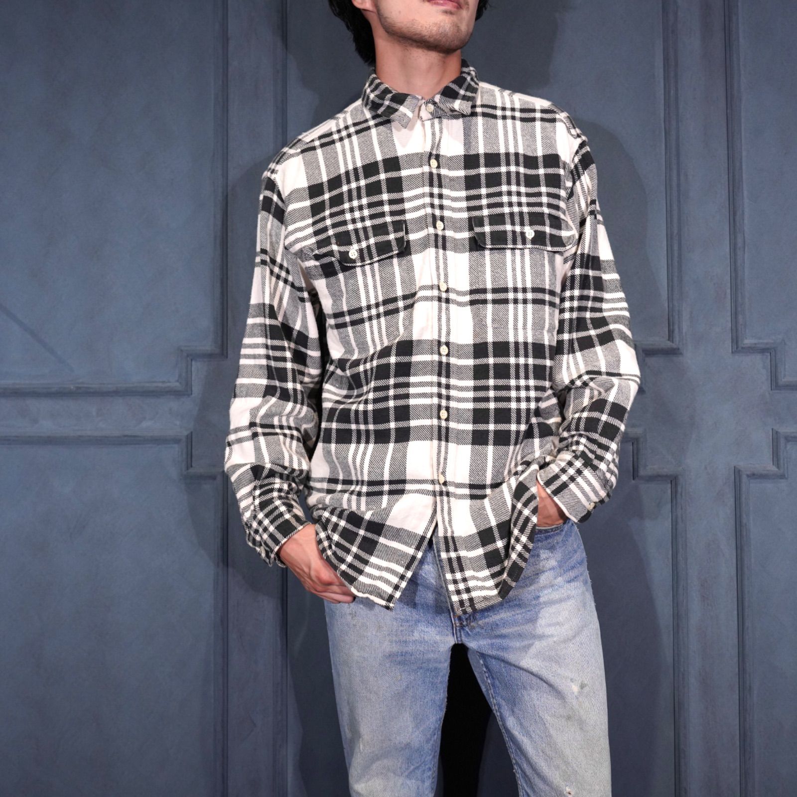 90 s USA VINTAGE GAP CHECK DESIGN HEAVY COTTON FLANNEL SHIRT 90年代アメリカ古着 ギャップチェック柄デザインヘビーコットンネルシャツ