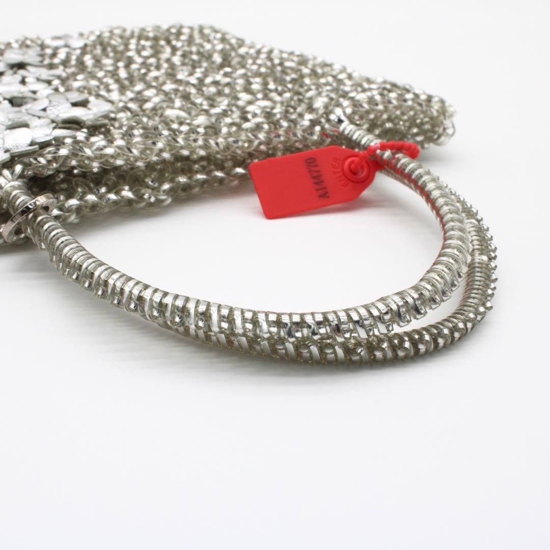 極美品】ANTEPRIMA ワイヤーバッグ ハンドバッグ フラワー シルバー