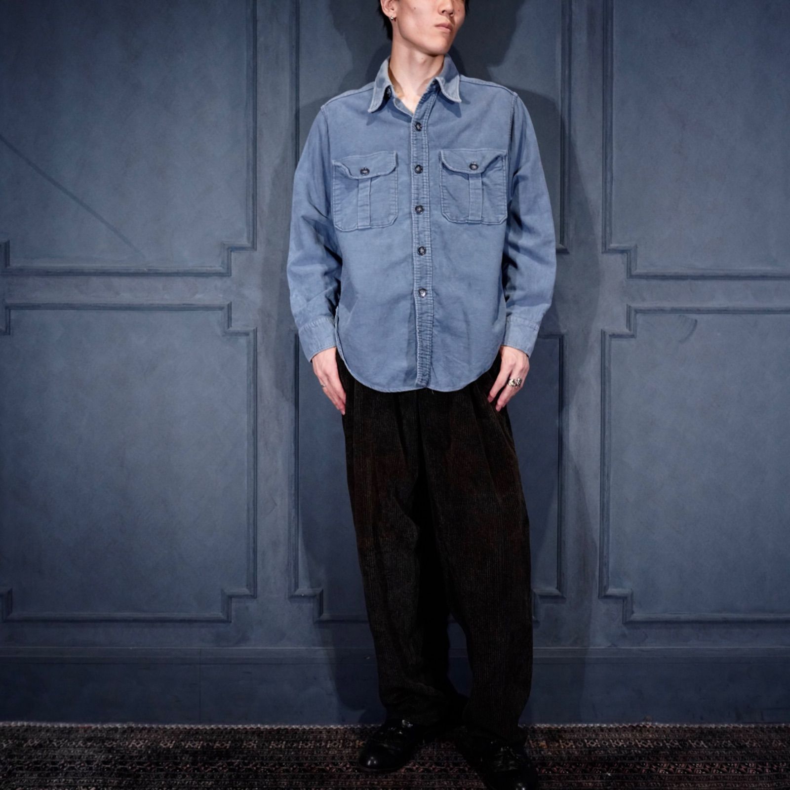 70 s USA VINTAGE ORVIS WORK DESIGN SHIRT 70年代アメリカ古着モールスキンワークデザインシャツ