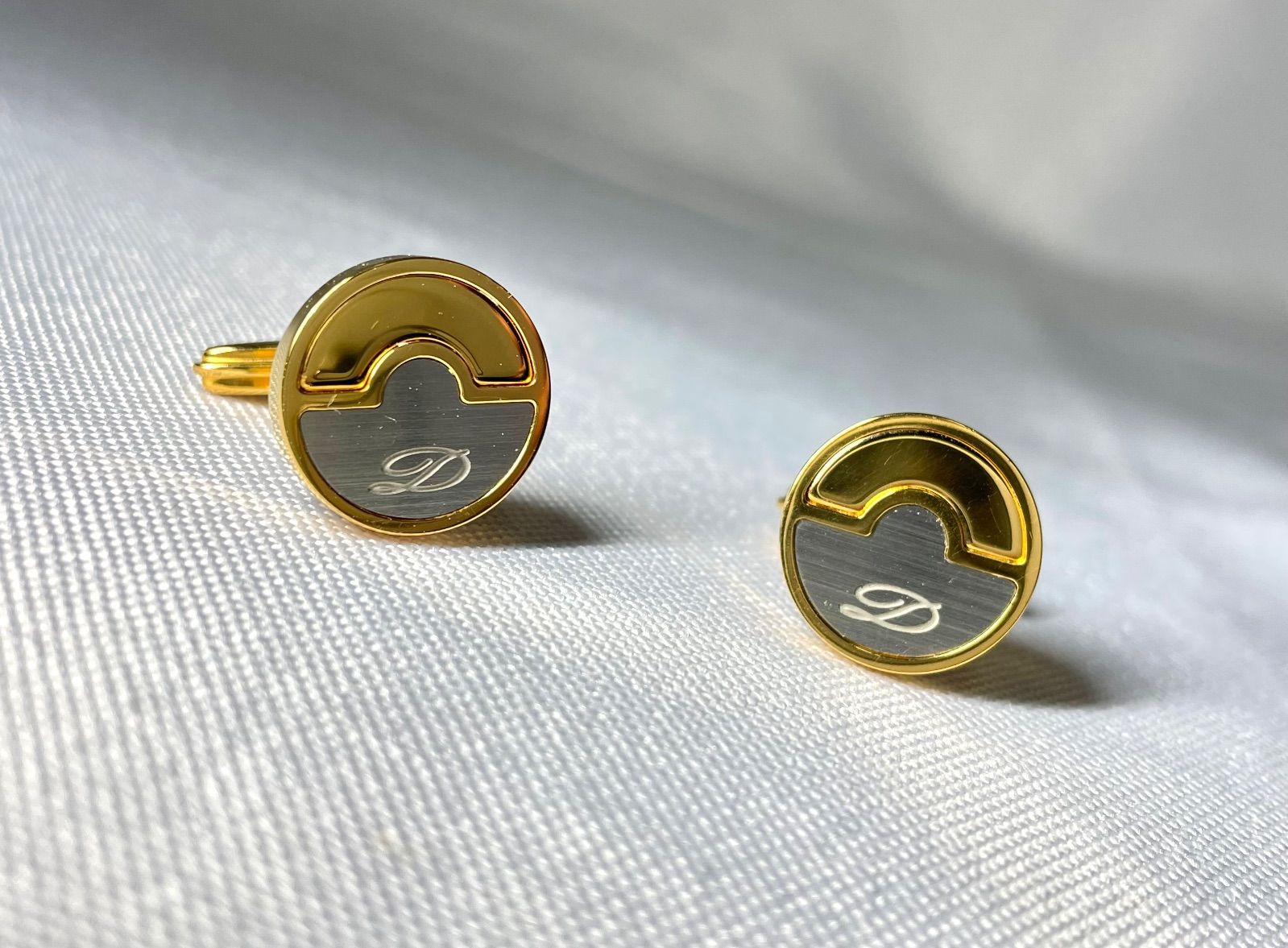 美品 S.T.Dupont デュポン Dロゴ 艶消しシルバー＆ゴールド オーバル