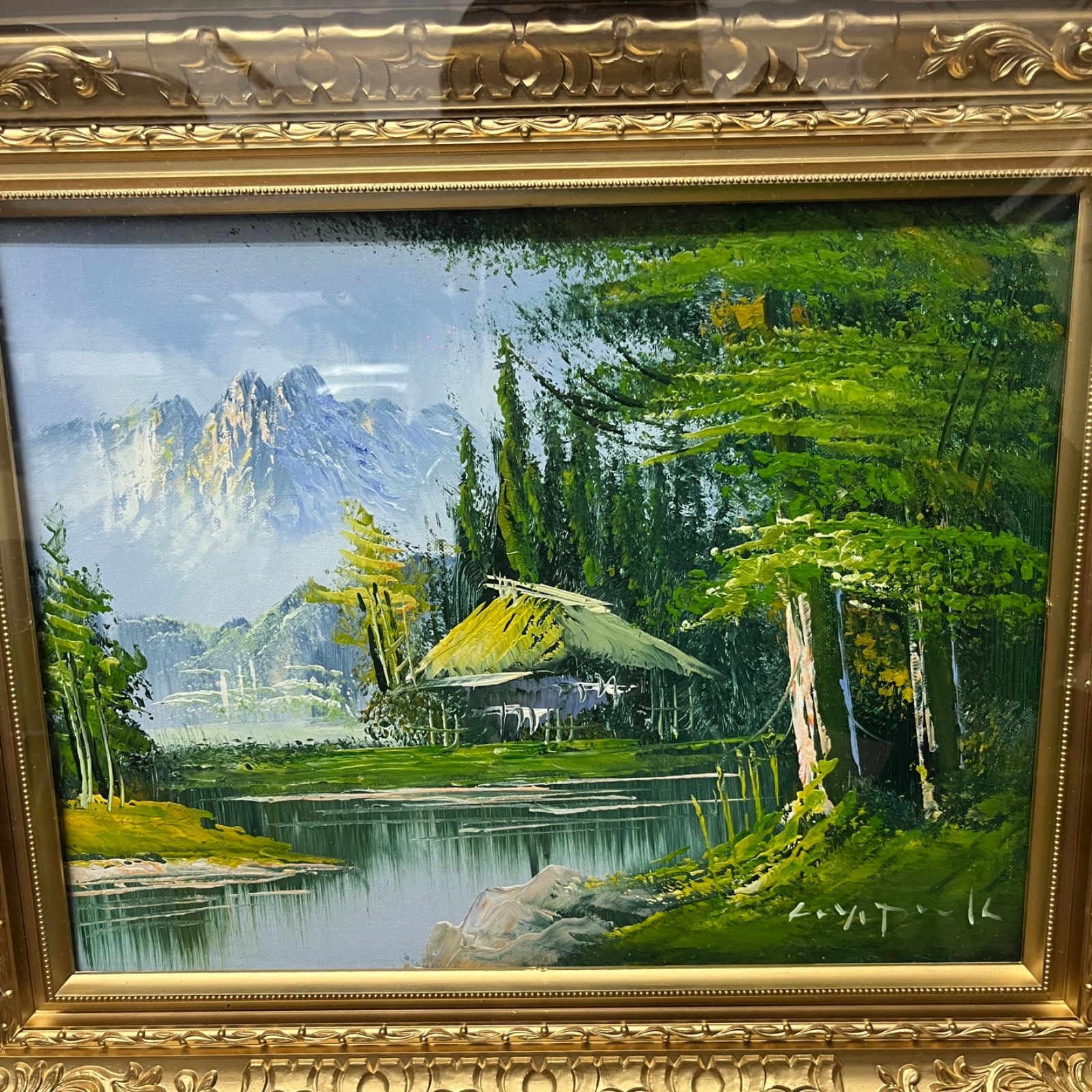絵画 風景画 油彩画 アルプス 額縁付き 新美典保 - メルカリ