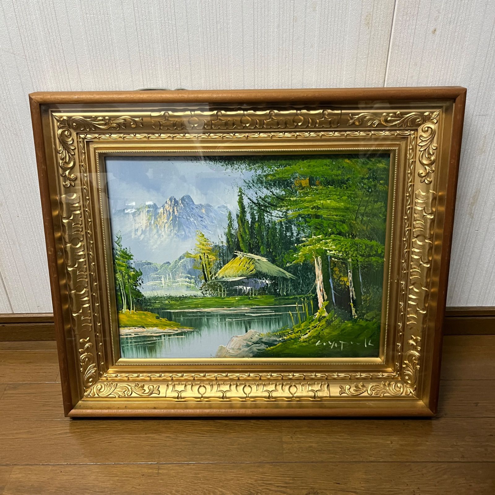 油彩画 風景画　額縁付　年代物 絵画 風景画 油彩画 アルプス 額縁付き 新美典保 - メルカリ