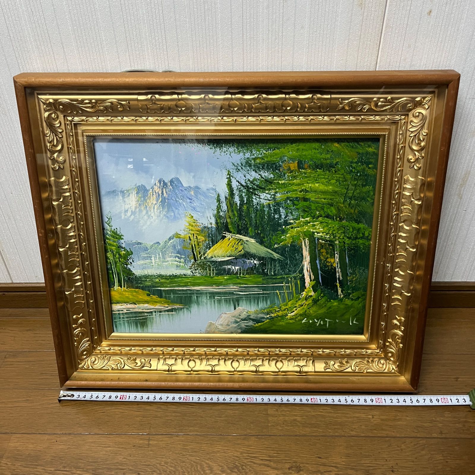 絵画 風景画 油彩画 アルプス 額縁付き 新美典保 - メルカリ