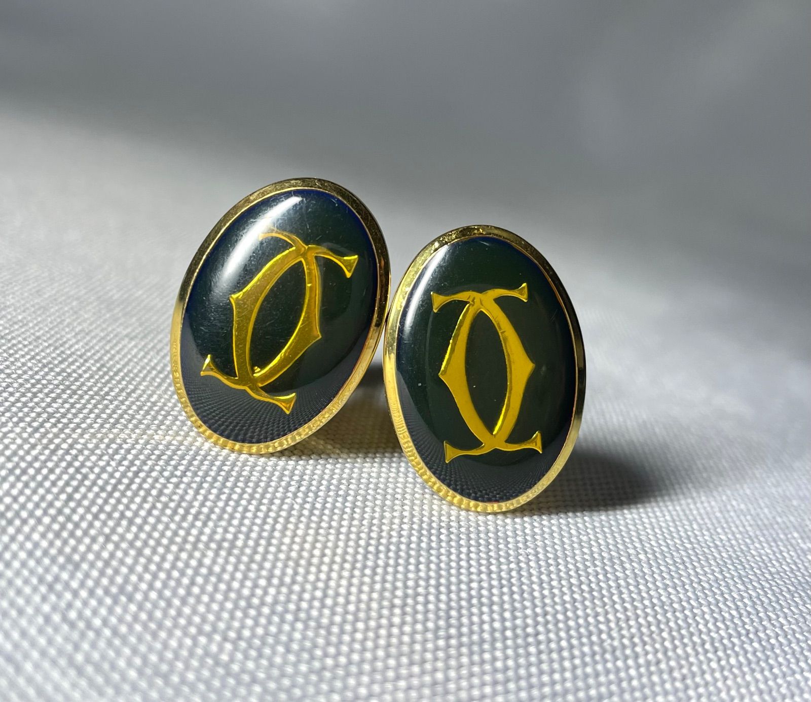 Cartier カルティエ ダブルC ロゴ ブラック＆ゴールド ヴィンテージ