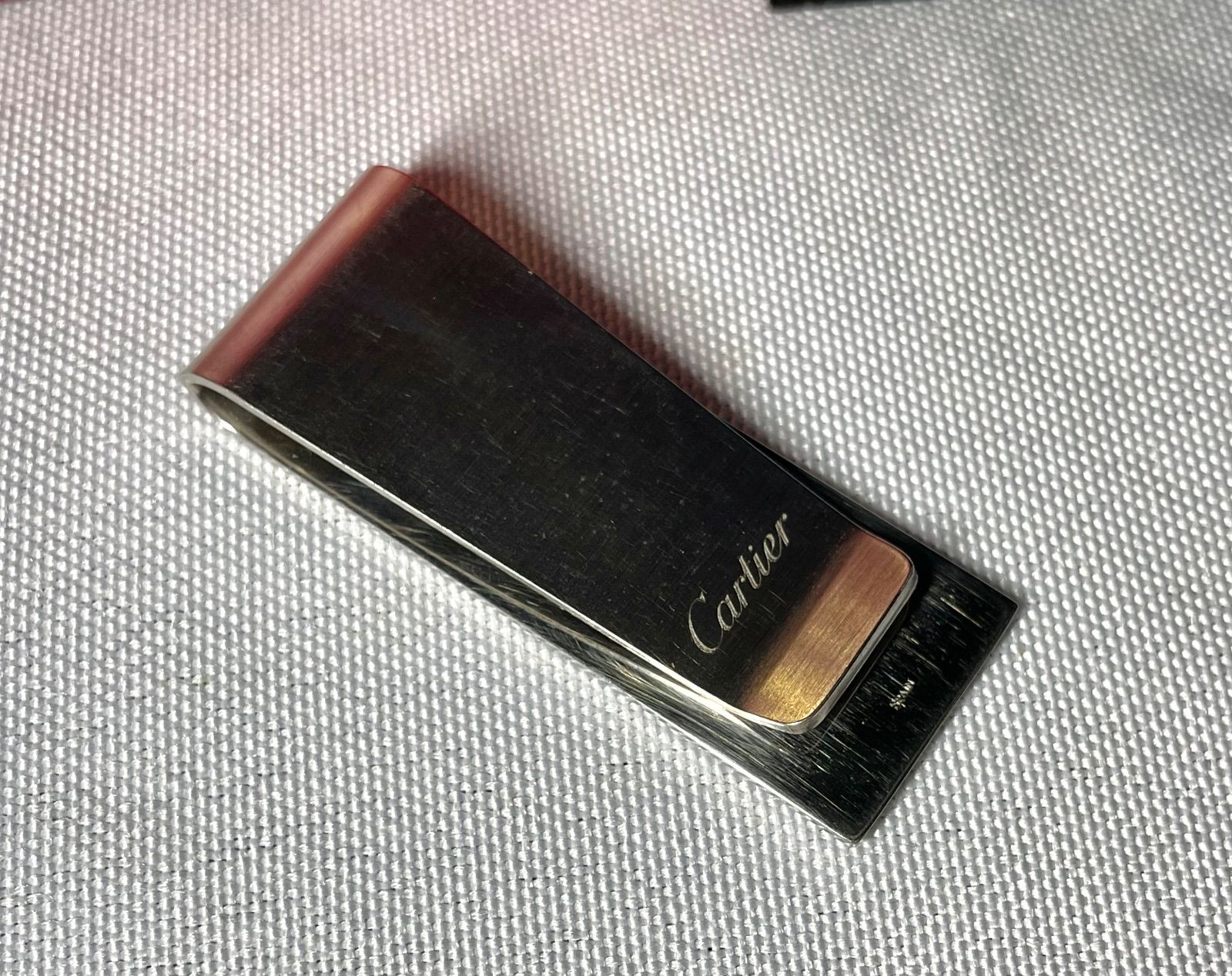 美品 Cartier カルティエ Cドゥ ロゴ 艶消しシルバー マネークリップ