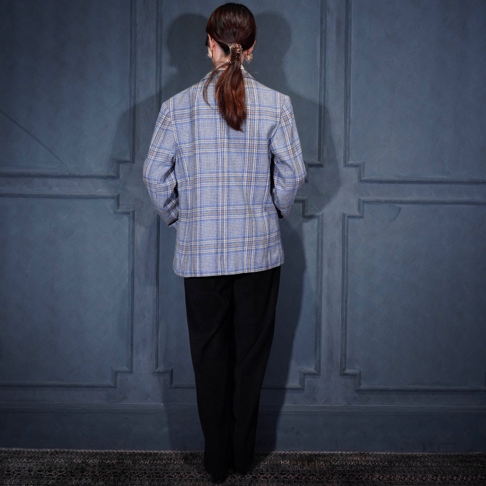 70's USA VINTAGE PENDLETON CHECK PATTERNED WOOL TAILORED JACKET/70