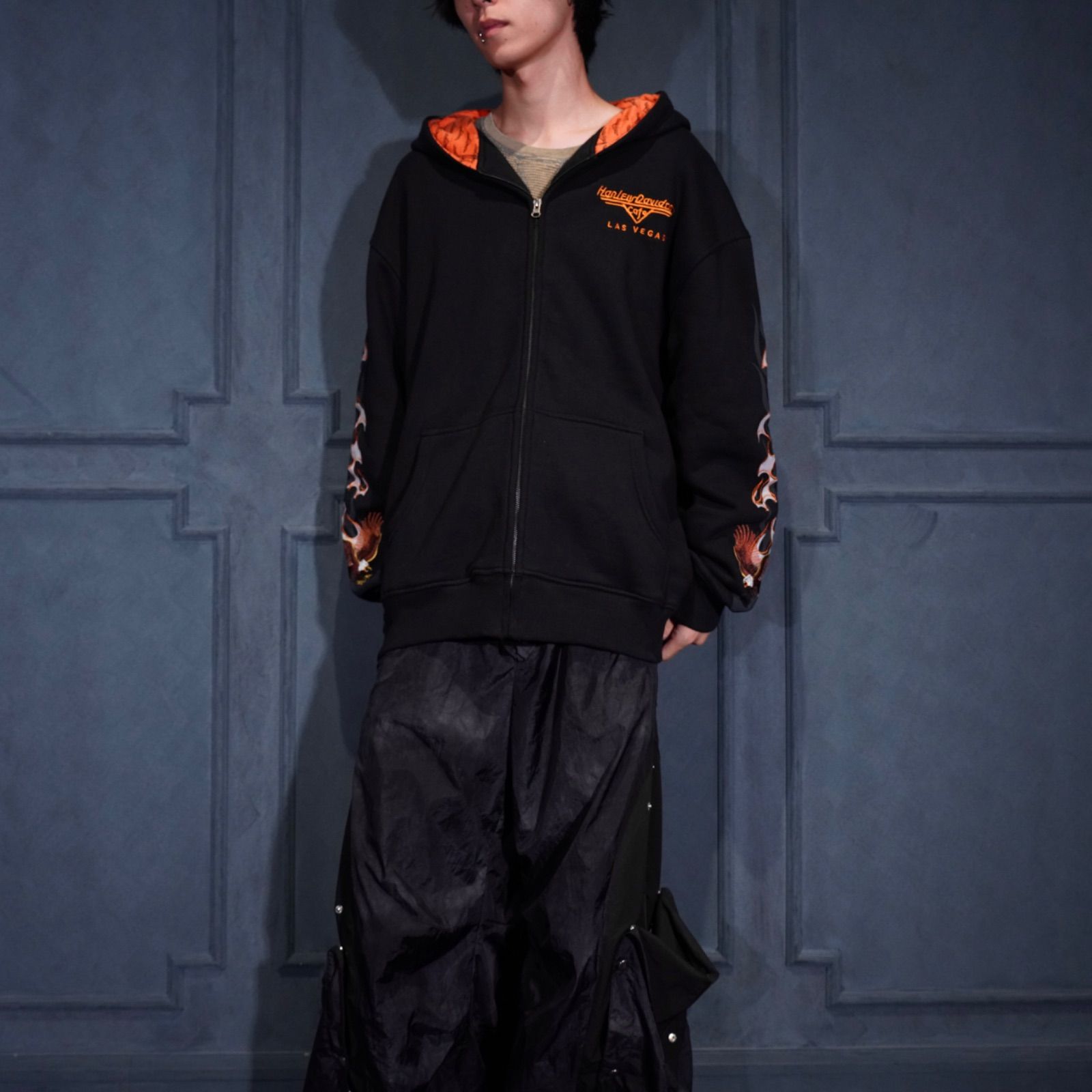 USA VINTAGE Harley Davidson Las Vegas EAGLE FLAME EMBROIDERY