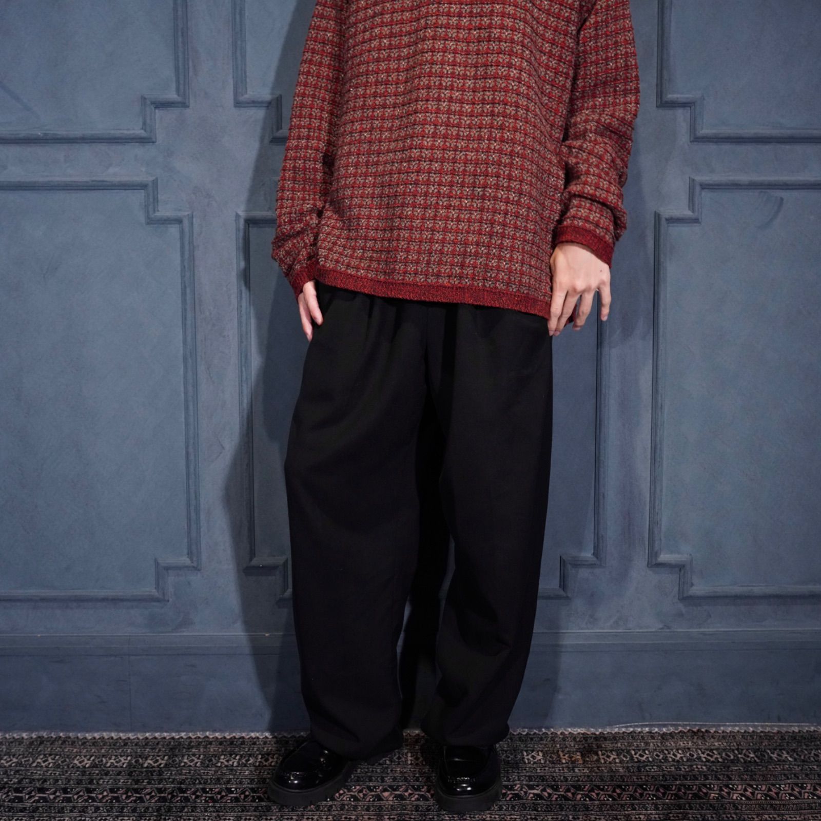 USA VINTAGE claiborne BLACK COLOR TUCK WIDE SLACKS PANTS アメリカ古着ブラック タックワイドスラックスパンツ