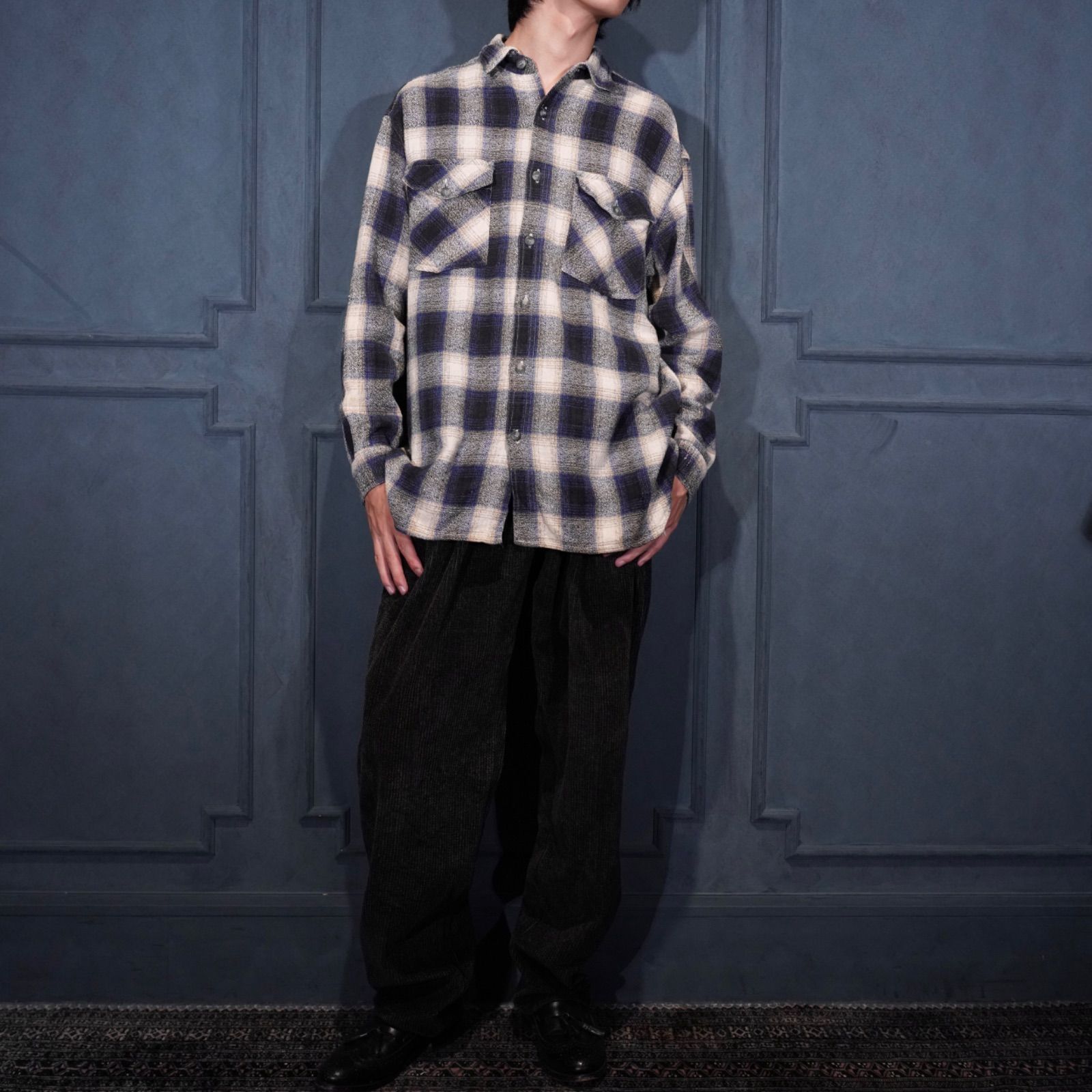 EU VINTAGE Nino MENOTTI WIDE PITCH DESIGN MIX CORDULOY SLACKS PANTS ヨーロッパ古着ワイドピッチデザインミックスコーデュロイスラックスパンツ