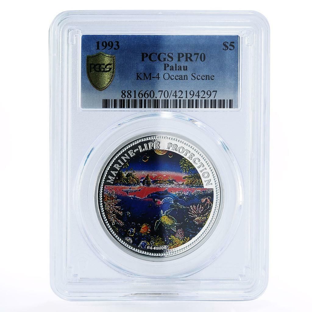 パラオ 5ドル 海洋生物 魚 海景 PR70 PCGS 銀貨 1993年 - メルカリ