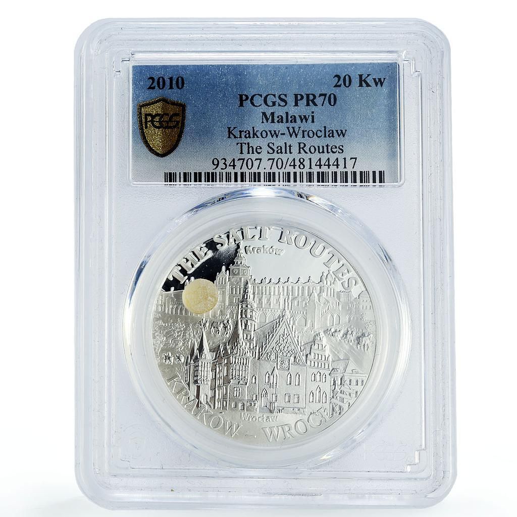 マラウイ 20クワチャ 塩の道 道路 クラクフ ヴロツワフ 道 PR 70 PCGS 銀貨 2010年