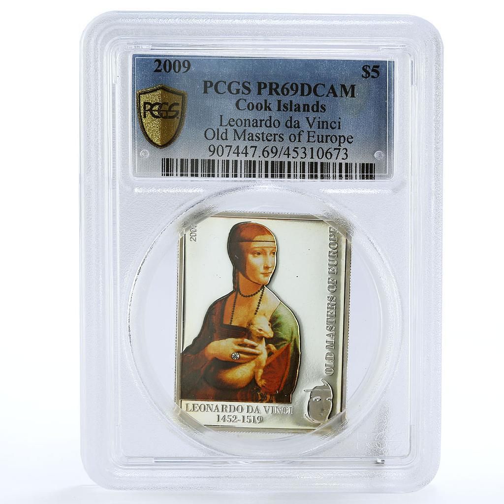 クック諸島 5ドル ヨーロッパの巨匠 ダ ヴィンチ PR 69 PCGS 銀貨 2009年