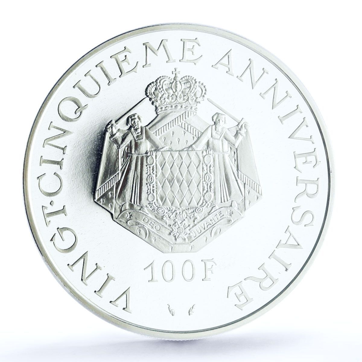 モナコ 100フラン レーニエ3世治世25周年記念 PR67 PCGS 銀貨 1974年