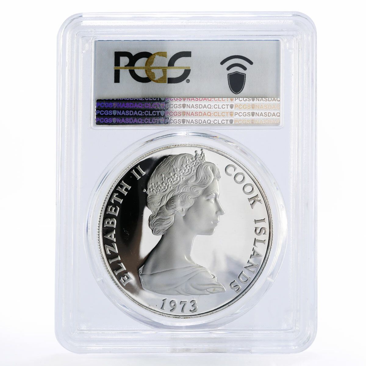 クック諸島 7 5ドル ハーヴェイ船の発見 PR 68 PCGS 銀貨 1973年