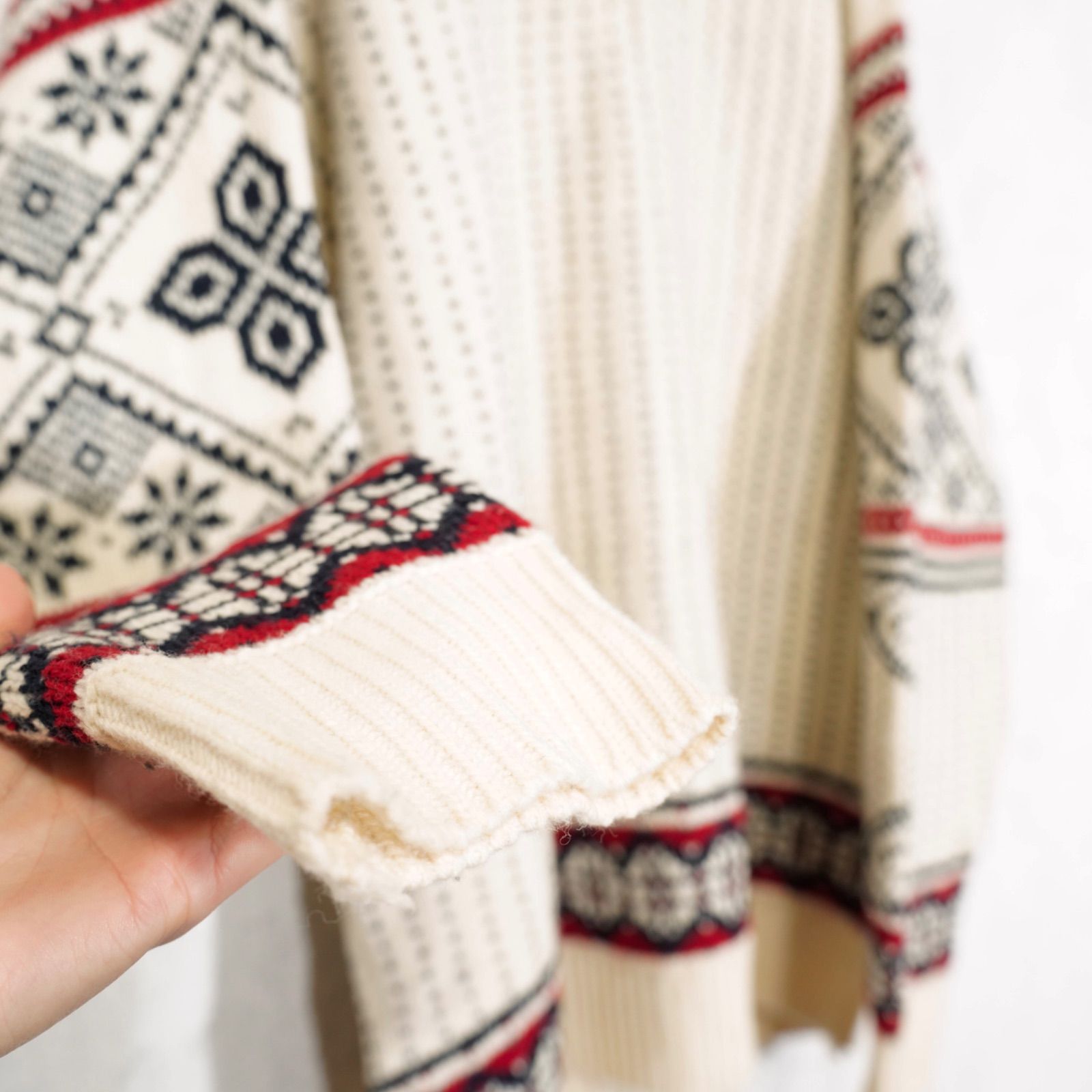 EU VINTAGE F.lli CAMPAGNOLO NORDIC PATTERNED HALF ZIP NORDIC KNIT 