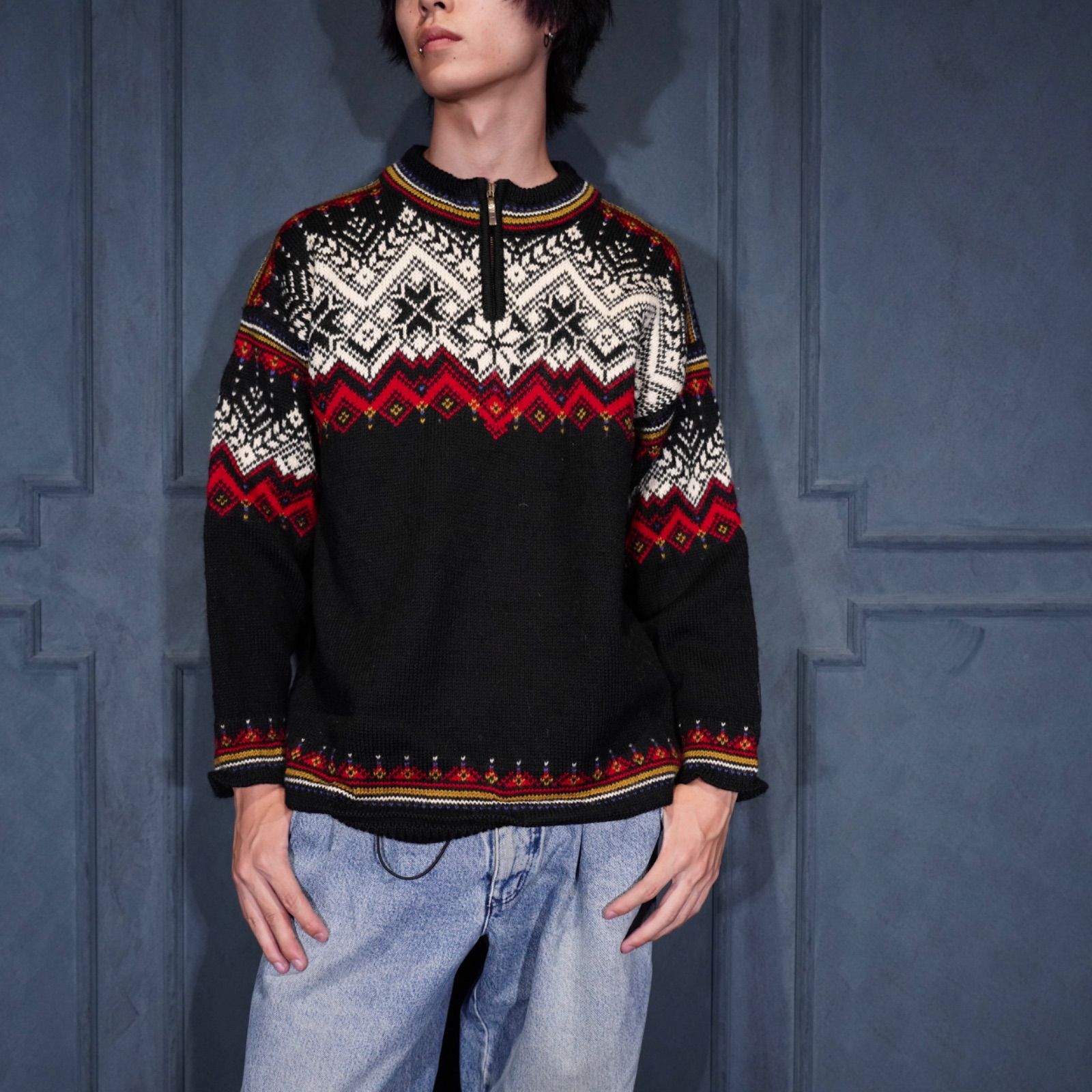 EU VINTAGE DALE OF NORWAY NORDIC PATTERNED DESIGN HALF ZIP NORDIC 