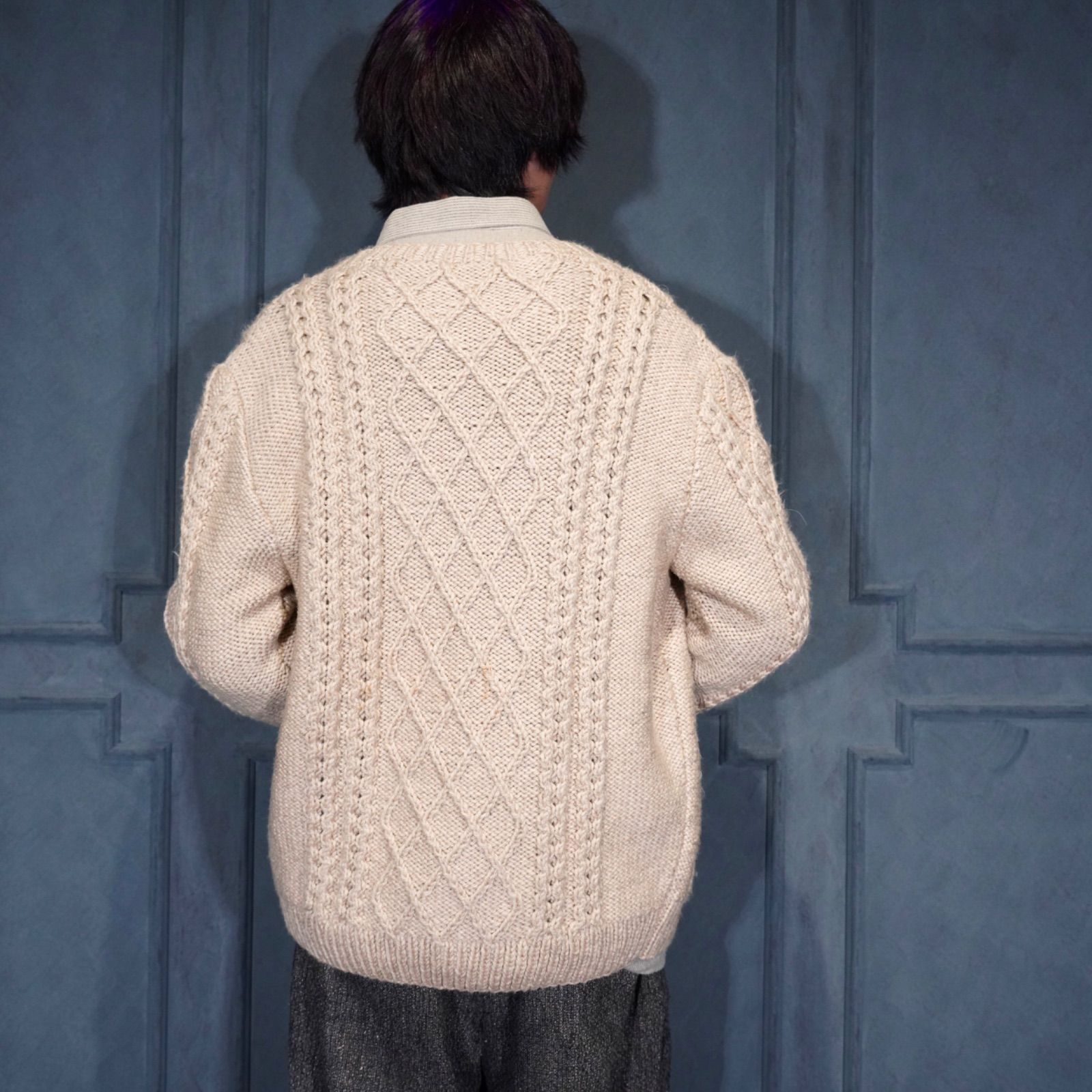 EU VINTAGE CABLE DESIGN TYROLEAN KNIT CARDIGAN/ヨーロッパ古着 