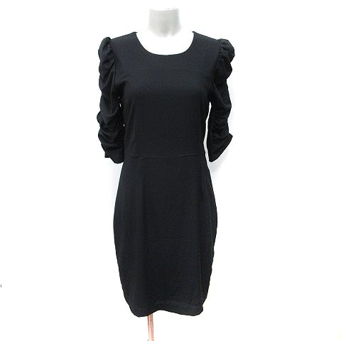 バーニーズニューヨーク BARNEYS NEW YORK ワンピース ひざ丈 半袖 黒