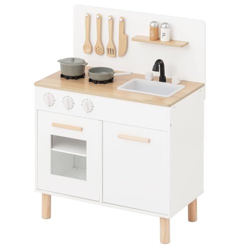 ぼん家具 ままごとキッチン 木製 調理器具付き 知育玩具 ままごとセット ミニキッチン おもちゃキッチン まねっこ 子供用 プレゼント ホワイト ナチュラルp