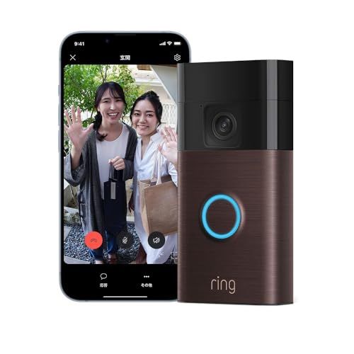 Ring Battery Doorbell リング ドアベル バッテリーモデル ワンタッチ取り付け ドア前防犯カメラ用途にも スマホ対応ドアホン 本体充電も簡単 Home プラン30日間無料体験付き ベネチアンブロンズp