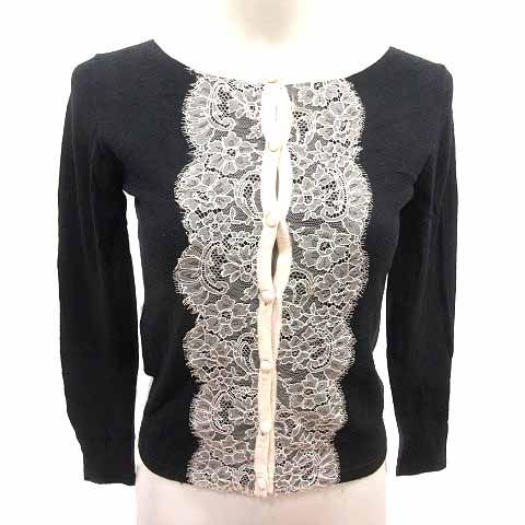 トッカ TOCCA カーディガン ニット レース 長袖 XS 黒 ブラック /YK