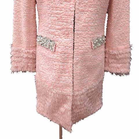 Rady  ビジュ  ツイード コート レディ Rady ノーカラーコート ツイード 総裏地 ビジュー S ピンク /YK