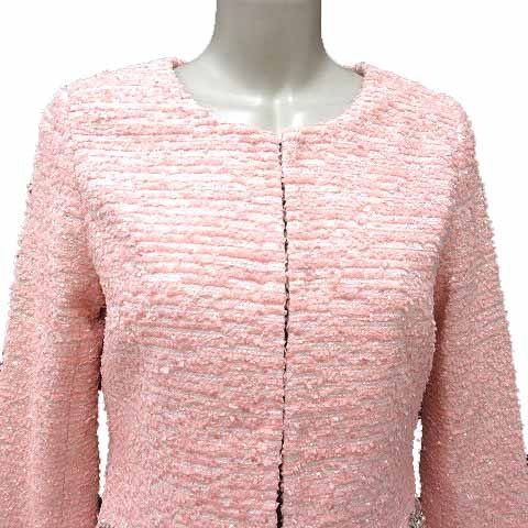 レディ Rady ノーカラーコート ツイード 総裏地 ビジュー S ピンク /YK