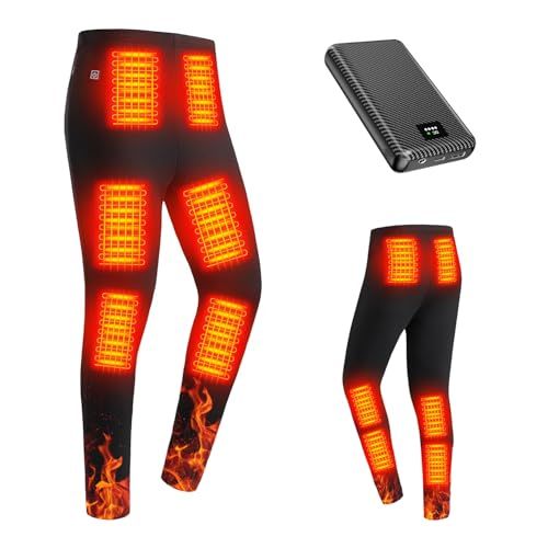 KLIFE 電熱パンツ 加熱パンツ DC 7.4 V発熱-30000 mAh大容量 バッテリー付き-12つヒーター ヒーターパンツ 電熱ズボン 75℃ MAX発熱 USB DC給電 3段階温度調節 電熱インナー 裏起毛 丸洗い可 防寒パンツ 屋外防寒 男女兼用p