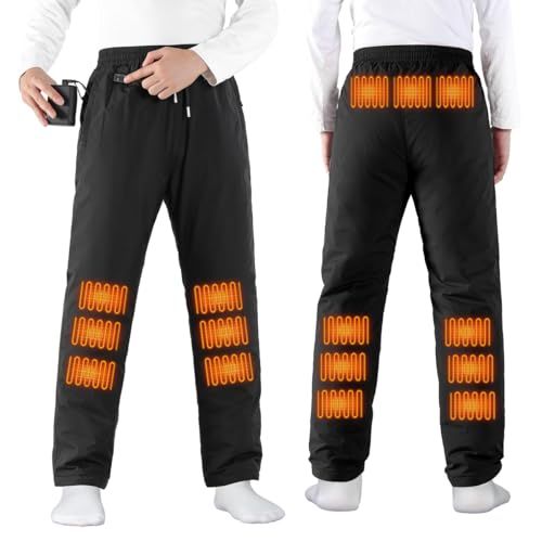 Ubaiful 電熱パンツ ニット防風の裾口 前後15箇所発熱 ヒーターパンツ 複合繊維発熱糸 電熱ズボン 独立温度設定 3段階温度調節 肌に優しいラムウール 水洗 防寒 バッテリー付き 洗濯ネット付き 男女兼用 JP アルファベット 2 XLp