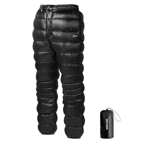 Mapleaf ダウンパンツ 防寒 メンズ レディース 冬登山 超軽量 800 FP ボトムス 前開き 暖パンツ 冬服 スキー ゴルフ アウトドア用 作業用 コンパクト 撥水 防風 保温 5℃ 15℃ 肌触り良い 男性 女性 収納袋 ファスナーポケット付p