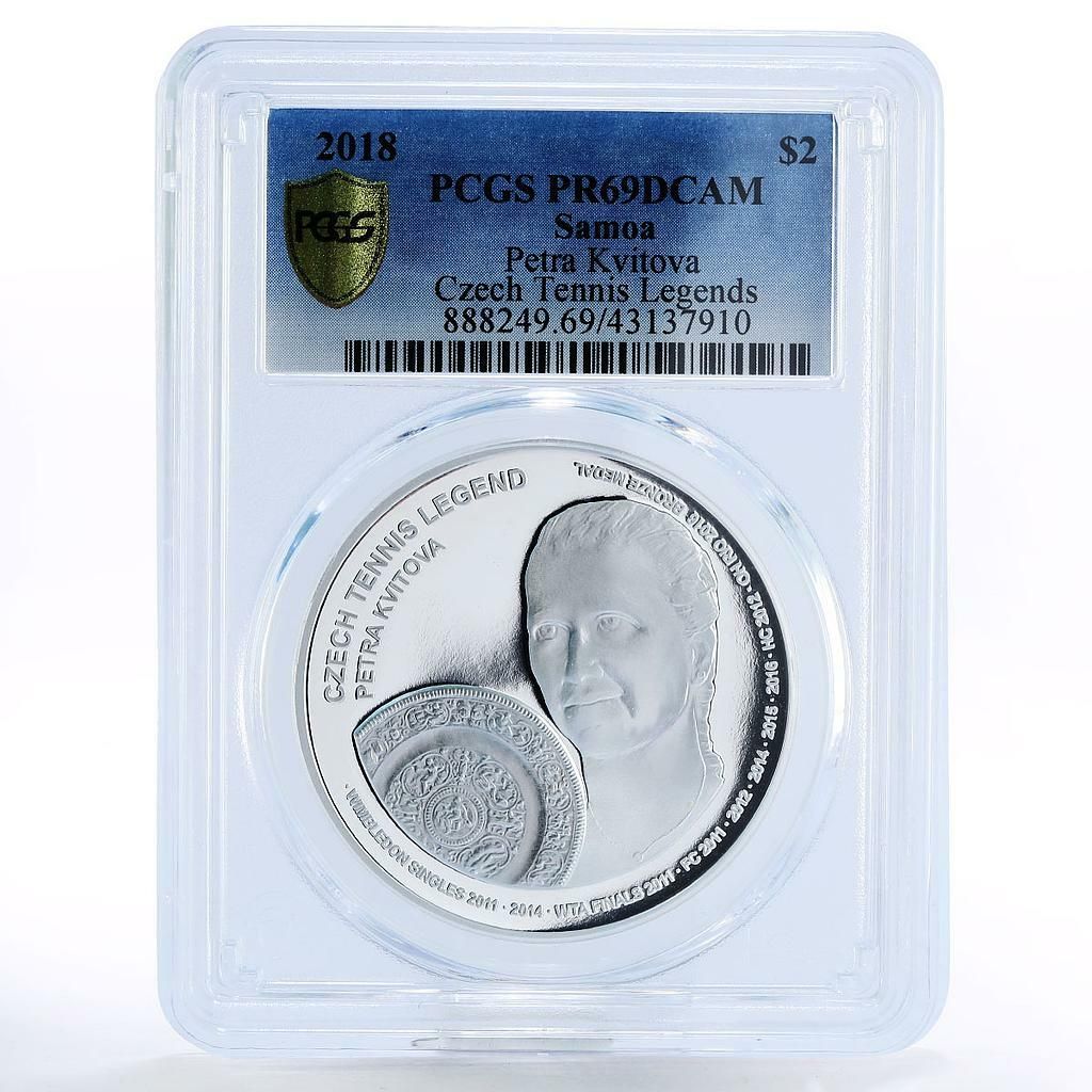 サモア 2ドル チェコ テニス界のレジェンド ペトラ クビトバ PR 69 PCGS コイン 2018